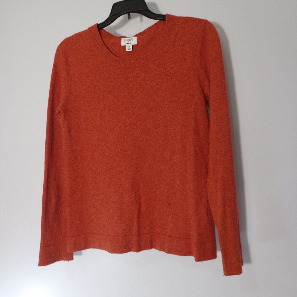J Crew Cotton Wool Blend Teddie Sweater Crew Neck Pullover Reddish-orange‎ Sz XS